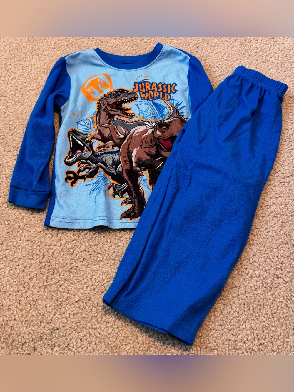 Jurassic World Boys' Blue Dino Pajama Set Size 4/5